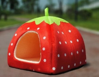 Strawberry Sponge Foldable Doggy House Bed
